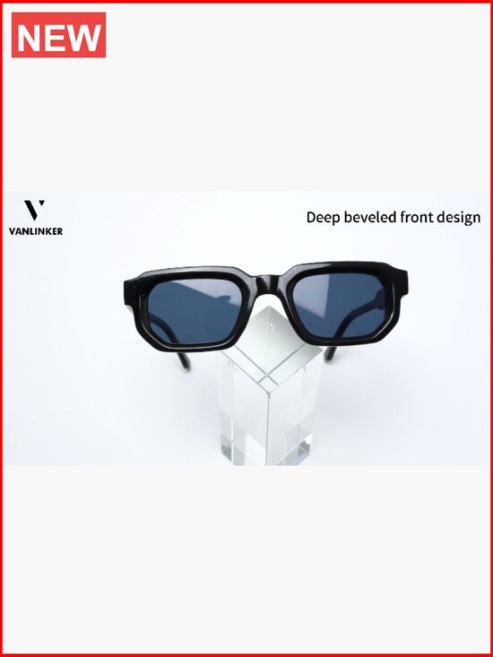 Retro Chunky Rectangle Sunglasses UV400 Protection for Men Women